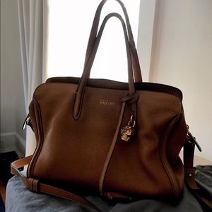 McQueen Medium Padlock Zip-around Leather Satchel.